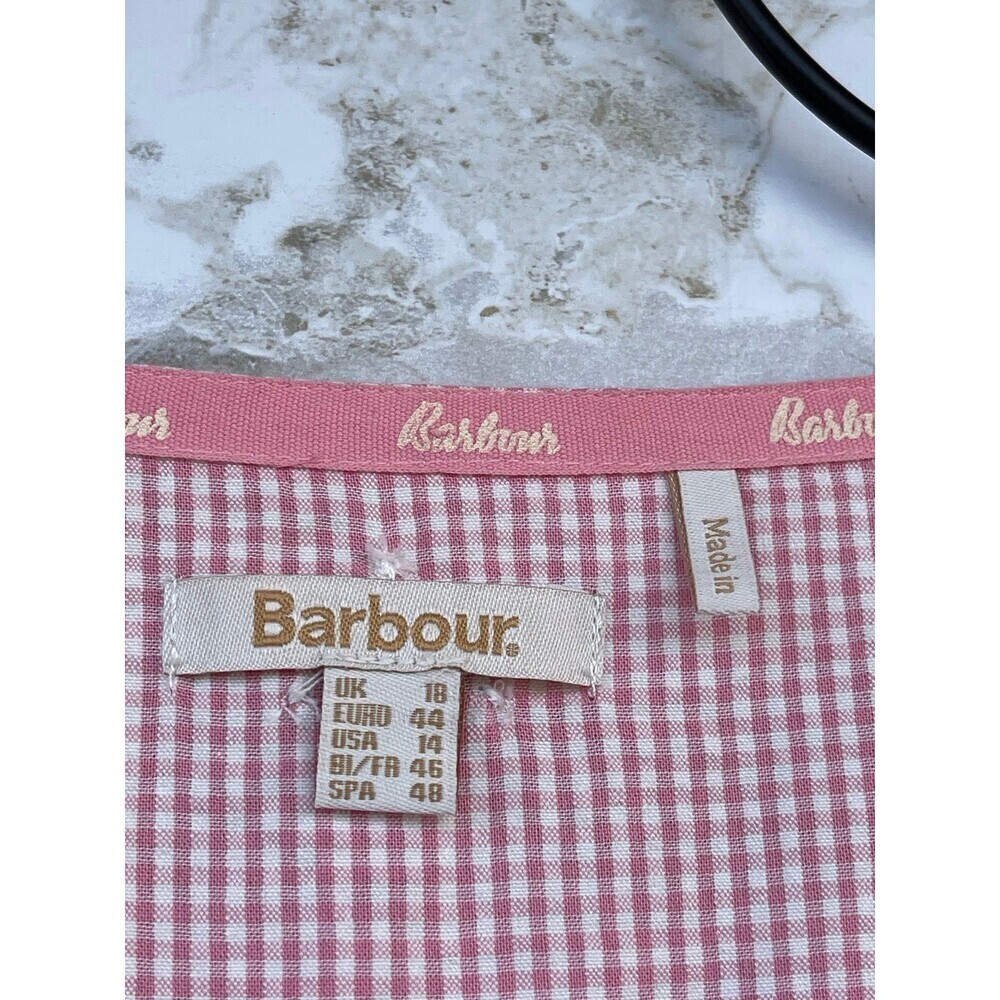 Barbour Azalea Midi Dress Hibiscus Gingham Cotton Seersucker Coastal Preppy 14 - Picture 11 of 12